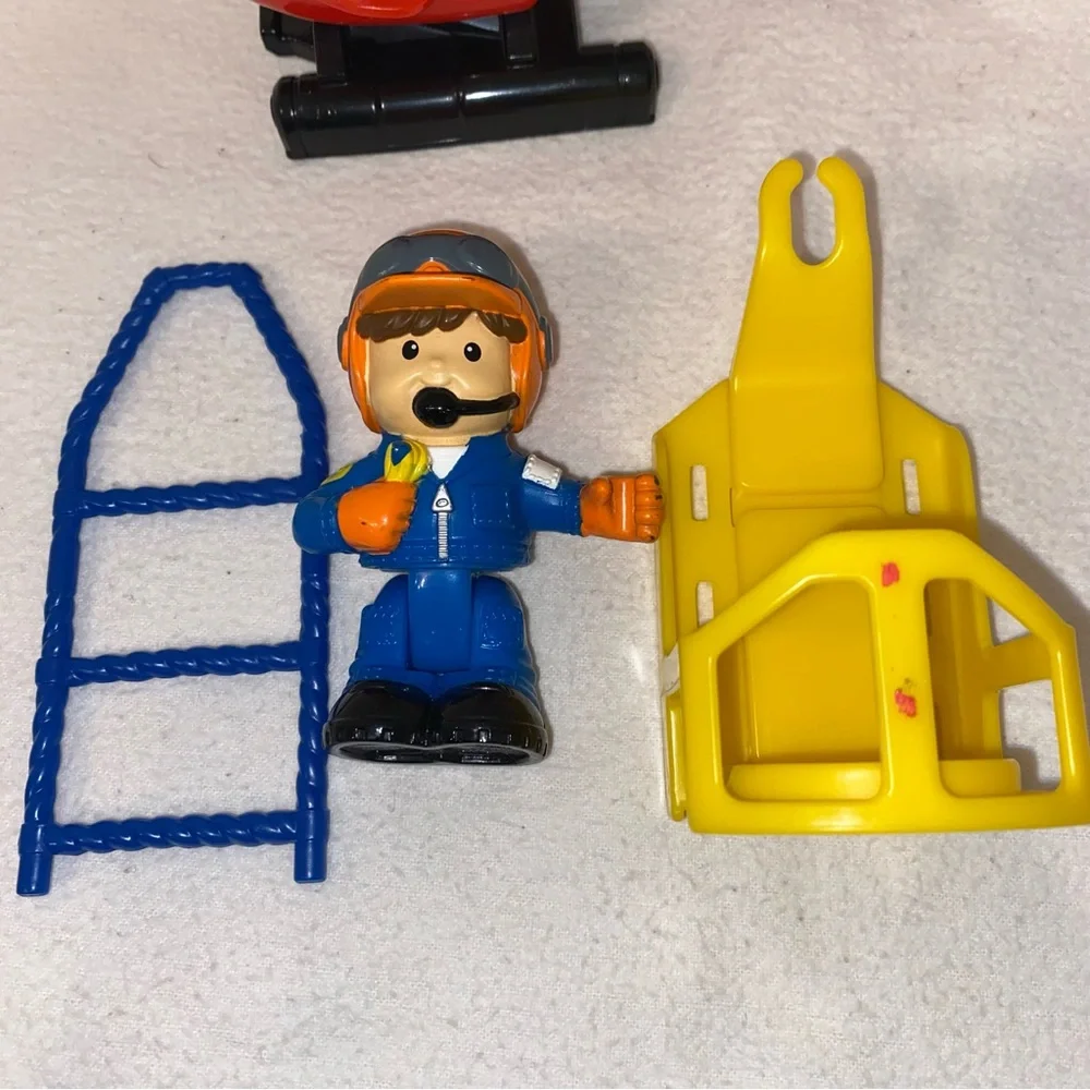 Little People Fire Rescue set , Drew, helicopter, basket, ladder